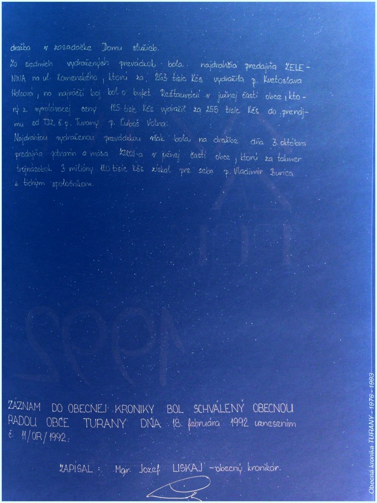 Obecná kronika  TURANY - 1976 - 1993
